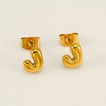 Gold color / 1 Pair Simple Series Elegant Letter J Titanium Steel  Gold Color Women's Stud Earrings Picture10